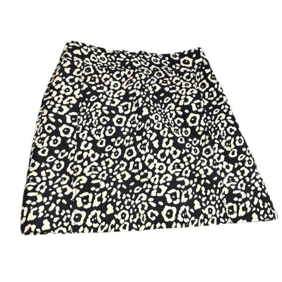Loft Leopard Print Mini Skirt Womens Size 2 Black & Tan Cotton Blend - Picture 1 of 3
